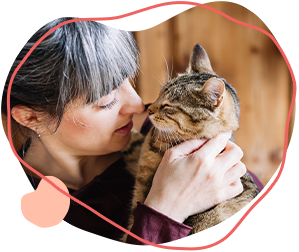 Woman holding a cat